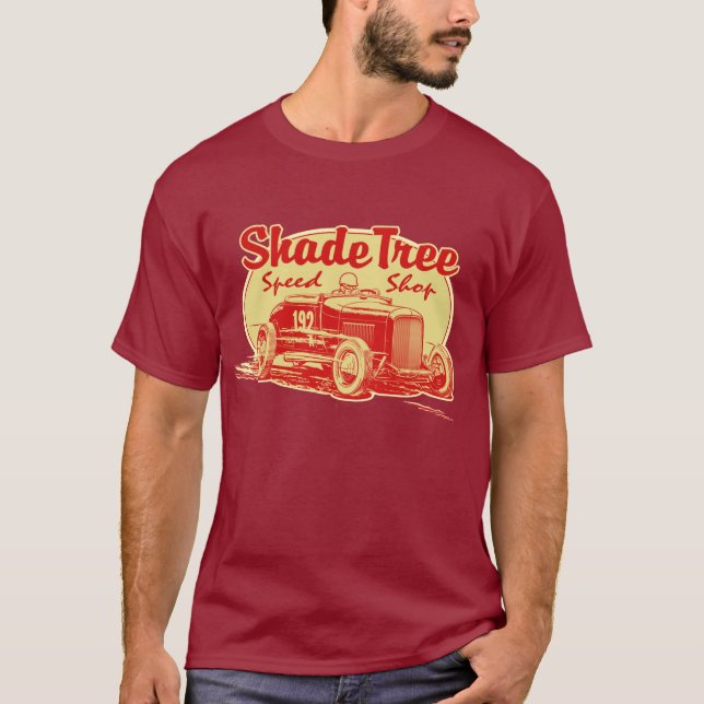 Skugga träd rusar shoppar rött tee (Framsida)