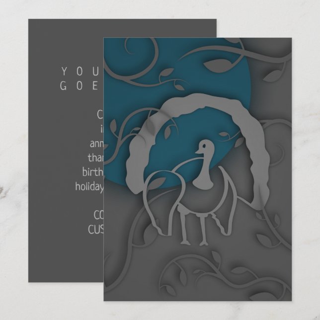 Skugga Turkiet Noir vid Måne Inbjudningar (Fram/baksida)