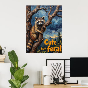 Skuggad Ascent: Raccoon i Twilight Träd Poster