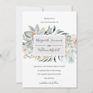 Skuggad blommigt, ram, vattenfärg spara datumet