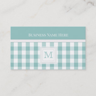 Skuggad Grönt Gingham: Monogram-Affärskort Visitkort
