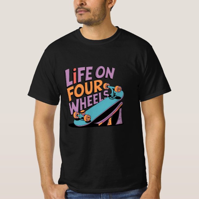 Skuggad i Stil med Coola Skater Design T Shirt (Framsida)