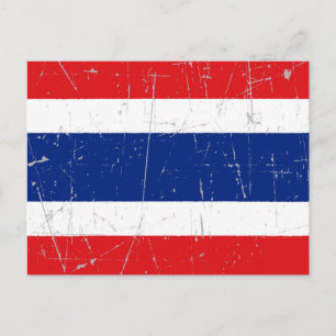Skuggad och spröd thailändsk Flagga Vykort