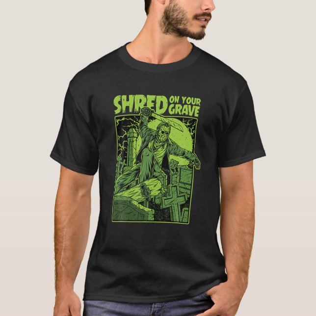 Skuggad på din grav - Fredag Killer Horror Hallowe T Shirt (Framsida)