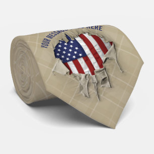 Skuggad, riven och rund amerikansk Flagga Neck Tie Slips