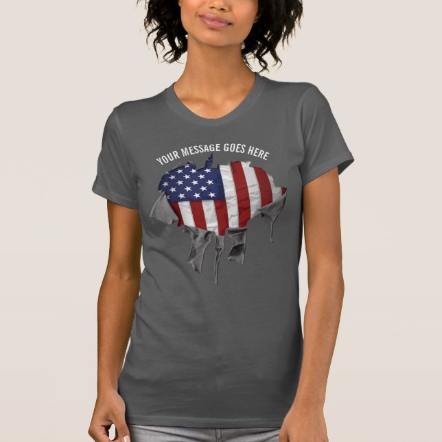 Skuggad, riven och torkad amerikansk Flagga T-Shir T Shirt (Framsida)
