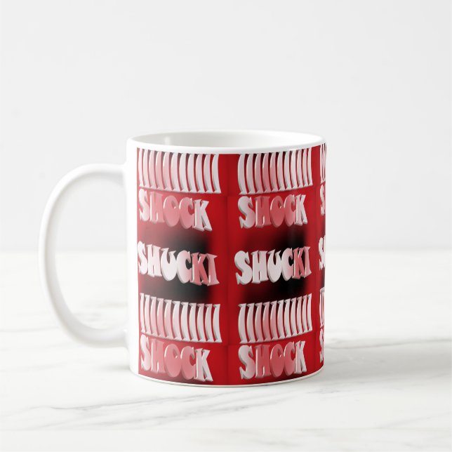 Skuggad röd och svart mönstrad kaffemugg (Vänster)