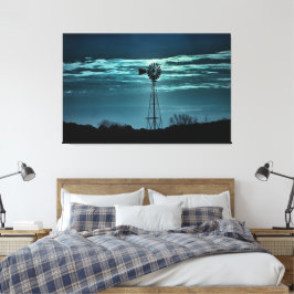 Skuggad väderkvarn- Mörk himmel Fotografering Canv Canvastryck
