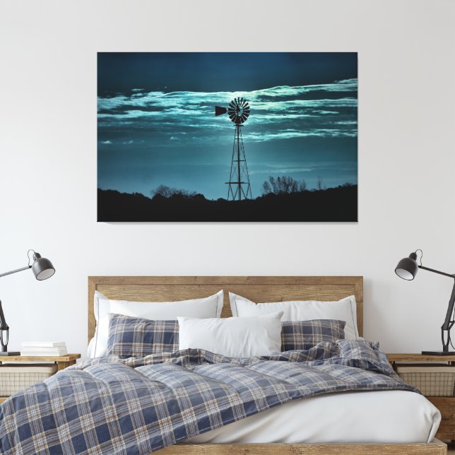 Skuggad väderkvarn- Mörk himmel Fotografering Canv Canvastryck (Insitu (sovrum))
