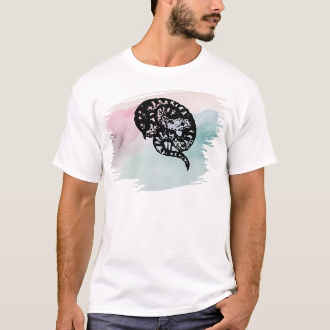 Skuggade den gamla hudbuggen på Multi-Färg T Shirt (Framsida)