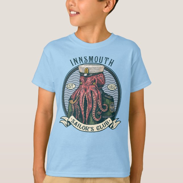 Skuggan över Insmouth Lovecraft Cthulhu Sailor T Shirt (Framsida)
