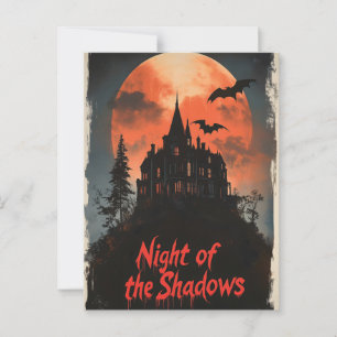 Skuggans natt - Retro Haunted House Design Vykort