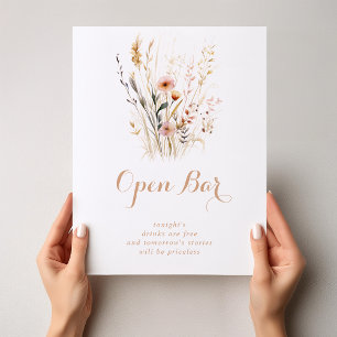 Skuggans Vild Blommigt Bröllop Open Pub-tecken Poster