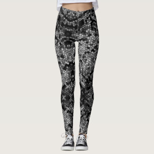 Skuggar av grå mosaisk mönsterelegant leggings
