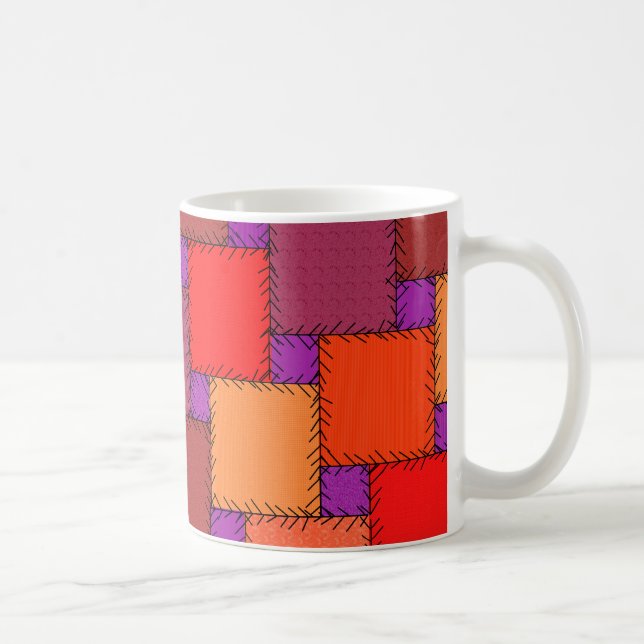 Skuggar den purpurfärgade patchworken för shabby kaffemugg (Höger)