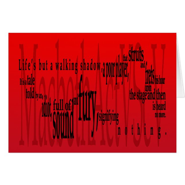 "Skuggar liv men gå" Macbeth Shakespeare Hälsningskort (Framsidan Horizontal)