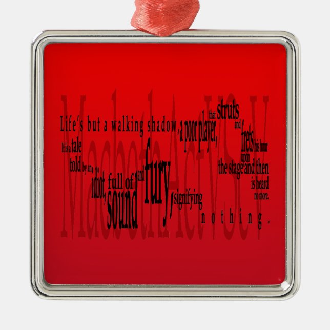 "Skuggar liv men gå" Macbeth Shakespeare Julgransprydnad Metall (Framsidan)