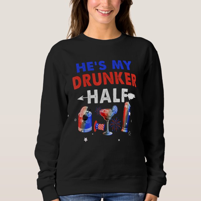 Skuggar min drunker halv patriotisk Independence d T Shirt (Framsida)