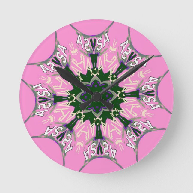 Skuggar rosa lilor för härlig bebis rund klocka (Framsida)