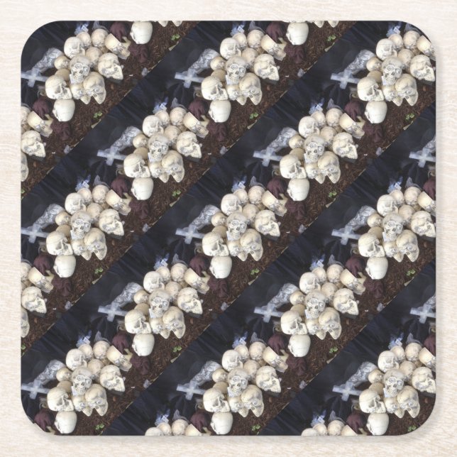 Skuggbara Döskallar med pipande ögonbollar Underlägg Papper Kvadrat (Framsidan)