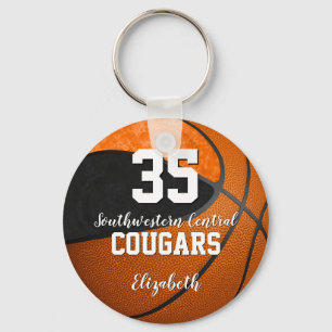 Skuggbasketboll, svart orange färg nyckelring