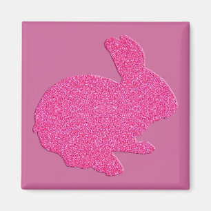 Skuggbild av påskharen med rosa glitter Magnet