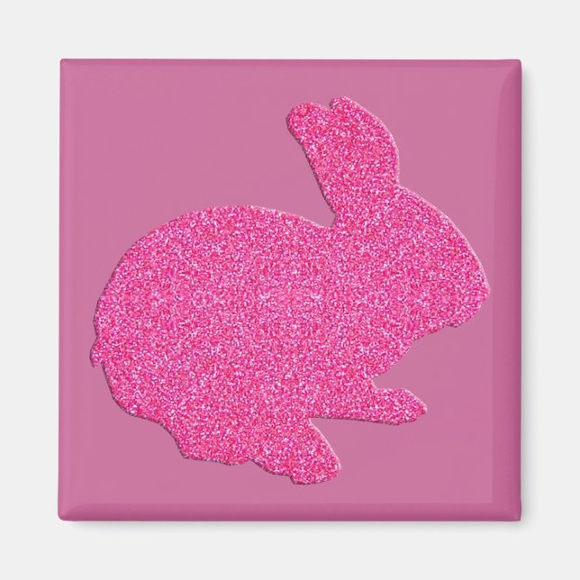 Skuggbild av påskharen med rosa glitter Magnet (Framsidan)