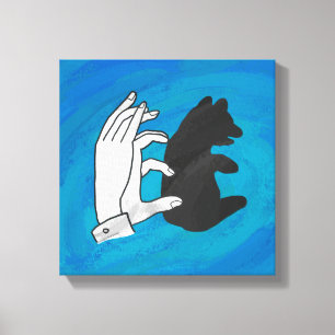 Skuggbjörn Unge på blå Canvastryck