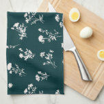 Skuggblomma, delikat mönster - vild kökshandduk<br><div class="desc">Meadow vild Blommor mönster - tealblått grönt</div>