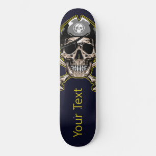 Skuggbord   Personlig Black Skull Pirat Mini Skateboard Bräda 18,5 Cm