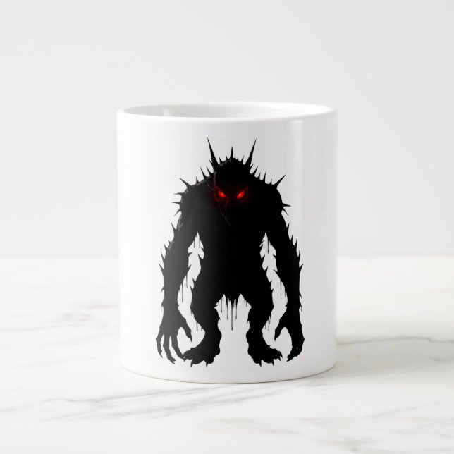 Skuggdemon Monster Röda Ögon Skräck present Jumbo Mugg (Framsidan)