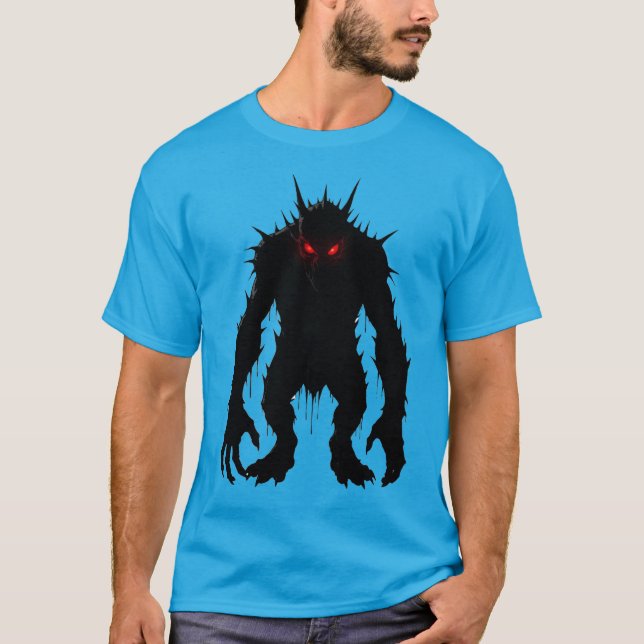 Skuggdemon Monster Röda Ögon Skräck present T Shirt (Framsida)