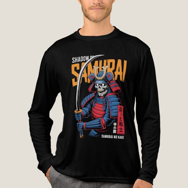 Skugge Samuraj Skelett Krigare i Blå Rustning med T Shirt (Framsida)