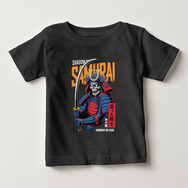 Skugge Samuraj Skelett Krigare i Blå Rustning med T Shirt (Framsida)