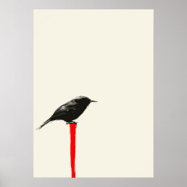 Skuggfågel på en röd stolpe poster