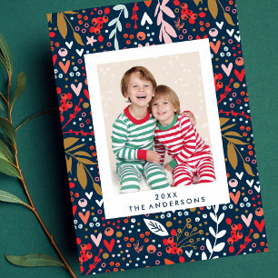 Skuggfoto från Merry och Bright Navy Botanical jul Julkort