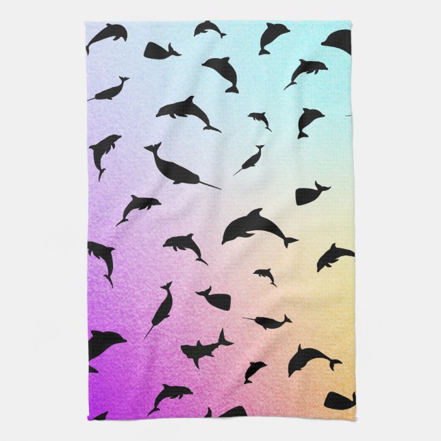 Skugghaj Välvfiske, färgad galax Kökshandduk (Vertikal)