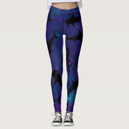 Skugghaj Välvfiske, färgad galax Leggings