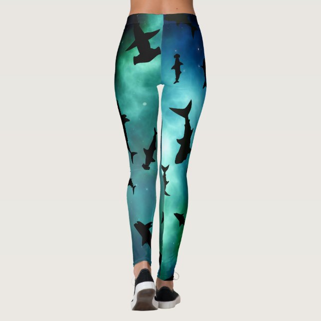 Skugghaj Välvfiske, färgad galax Leggings (Baksida)