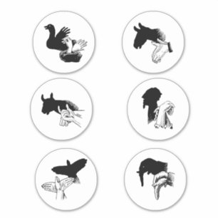 Skugghandmarionetter Vintage Art Illustrationer Klistermärken