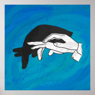 Skugghandre på blått poster