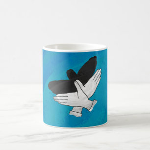 Skugghjul på blå kaffemugg
