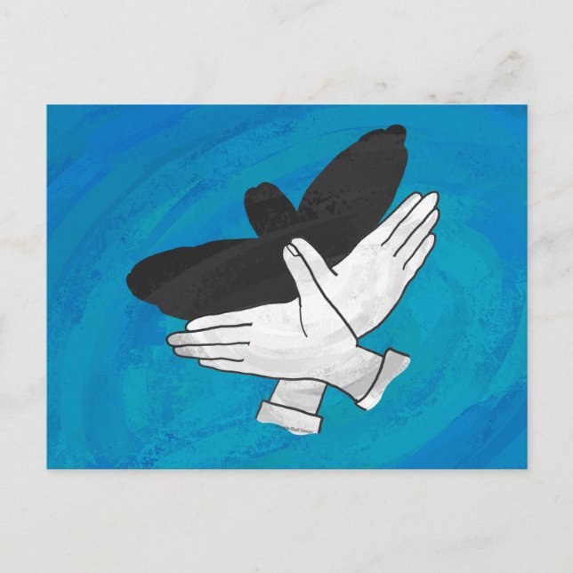 Skugghjul på blå vykort (Framsida)