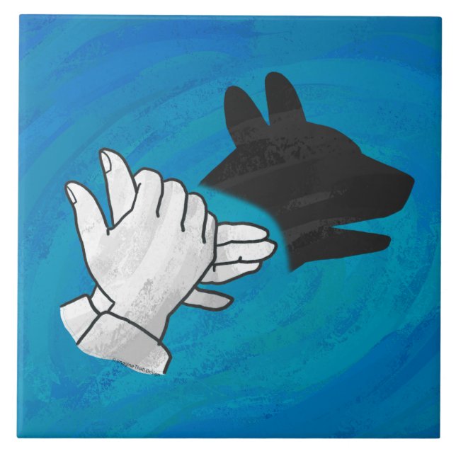 Skugghund på blå kakelplatta (Framsidan)