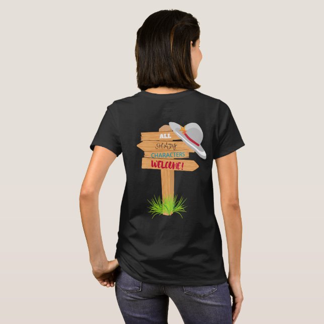 Skuggiga tecken undertecknar t-shirt (Hel baksida)