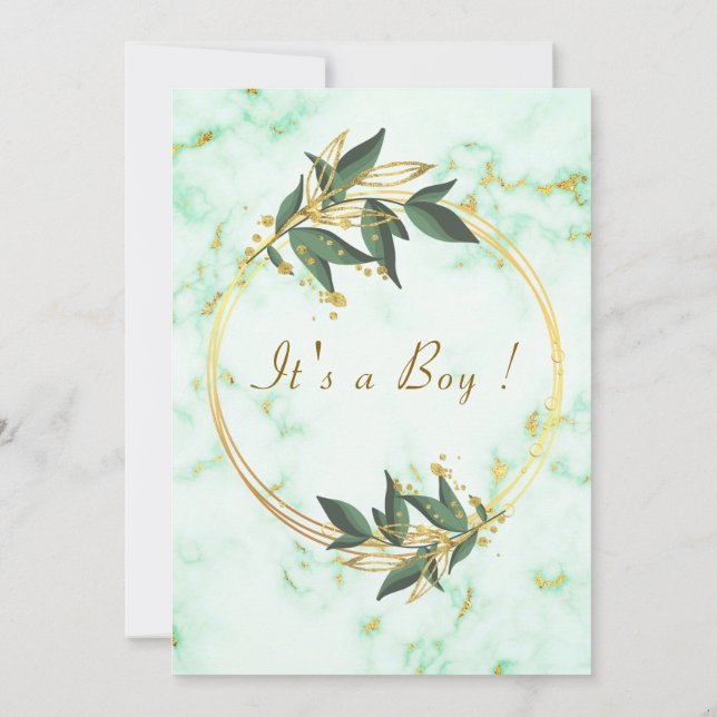 Skugginbjudan till QR-kod Guld Marble Pojke (Baksida)