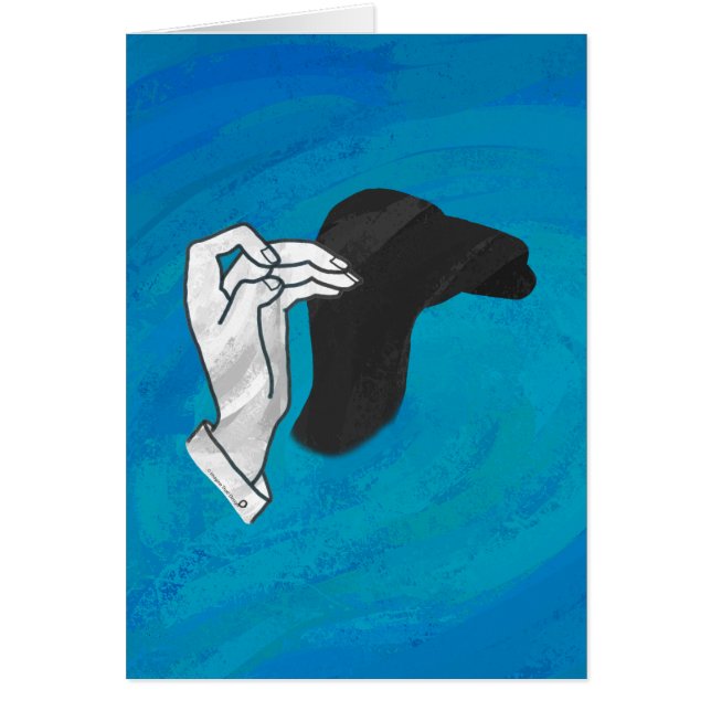 Skuggkamel på blå hälsningskort (Framsidan)