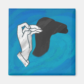 Skuggkamel på blå magnet