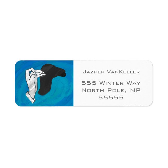 Skuggkamel på blå returadress etikett (Framsidan)