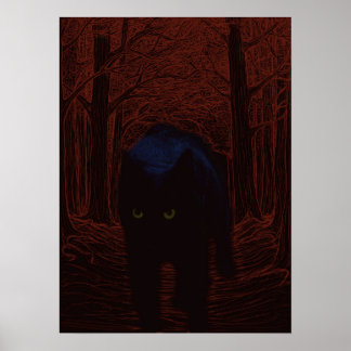 Skuggkatt och rödskog poster